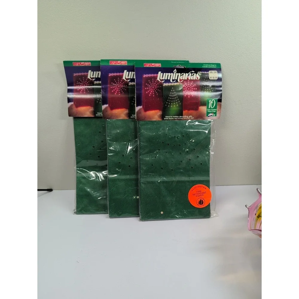 Vintage Luminarias Candles Christmas Cutout Christmas Tree‎ Paper Bags 3 Pack